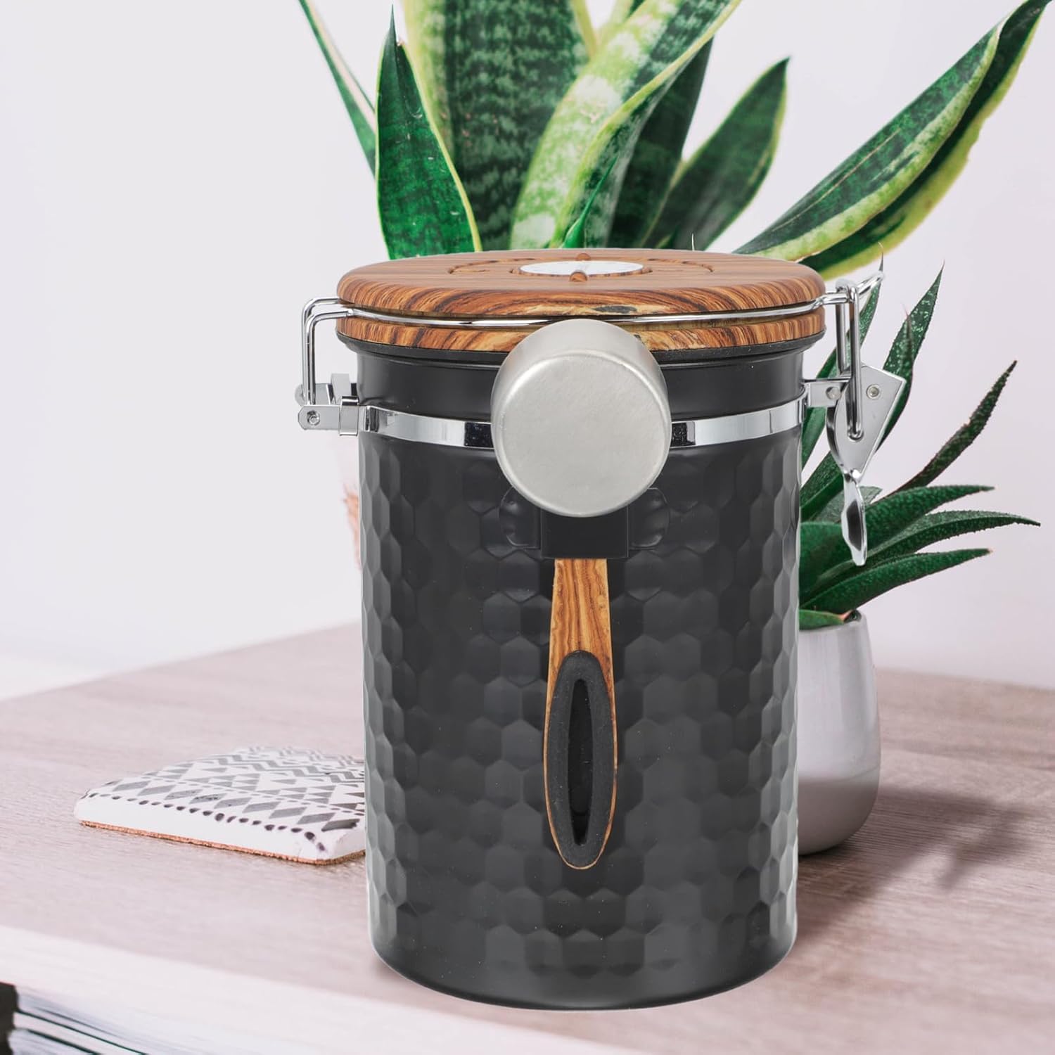 Cabilock Coffee Bean Storage Canister Airtight Stainless Steel Container Lid for Coffee Tea and Bulk Foods Efficient for Kitchen and Pantry Organization