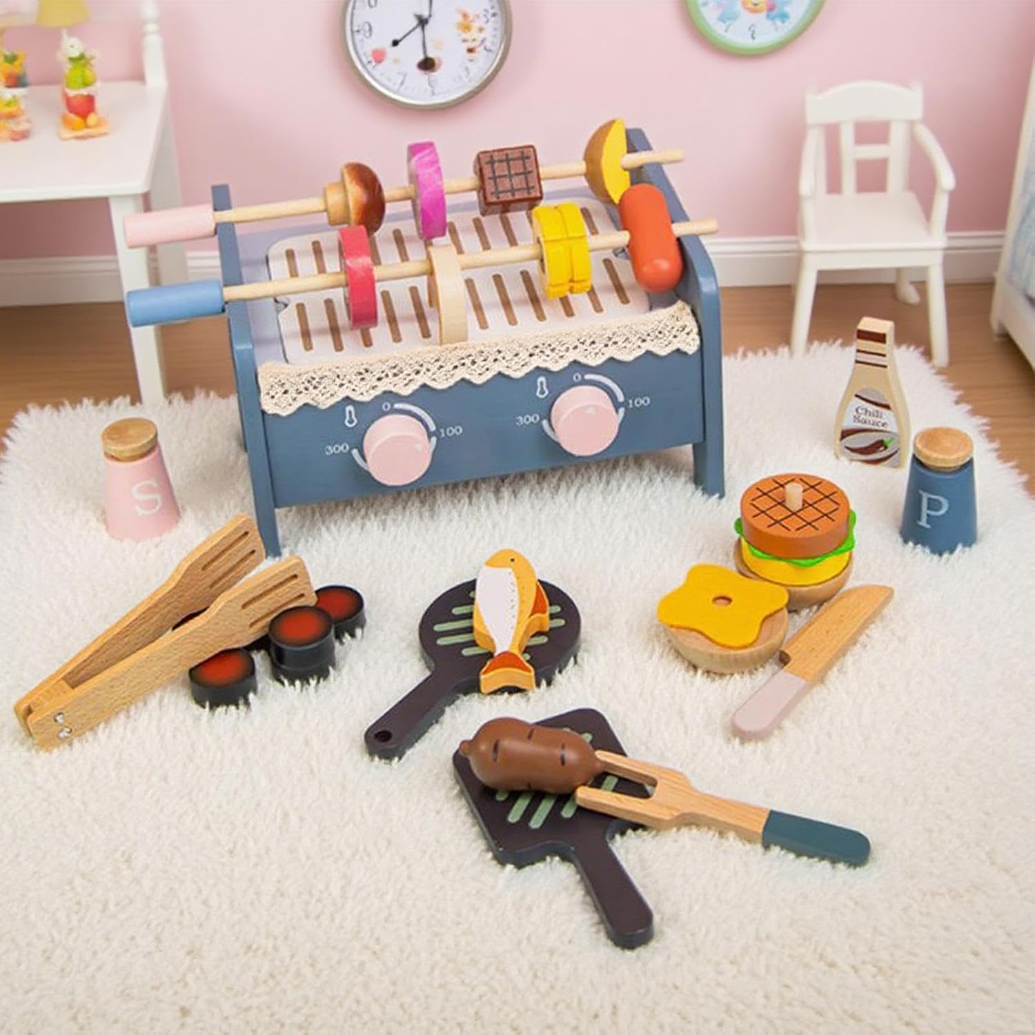 キッズ プレイグリル | ごっこ遊び 調理おもちゃ インタラクティブトイ,インタラクティブゲーム知育玩具 スキル開発 創造力を育む