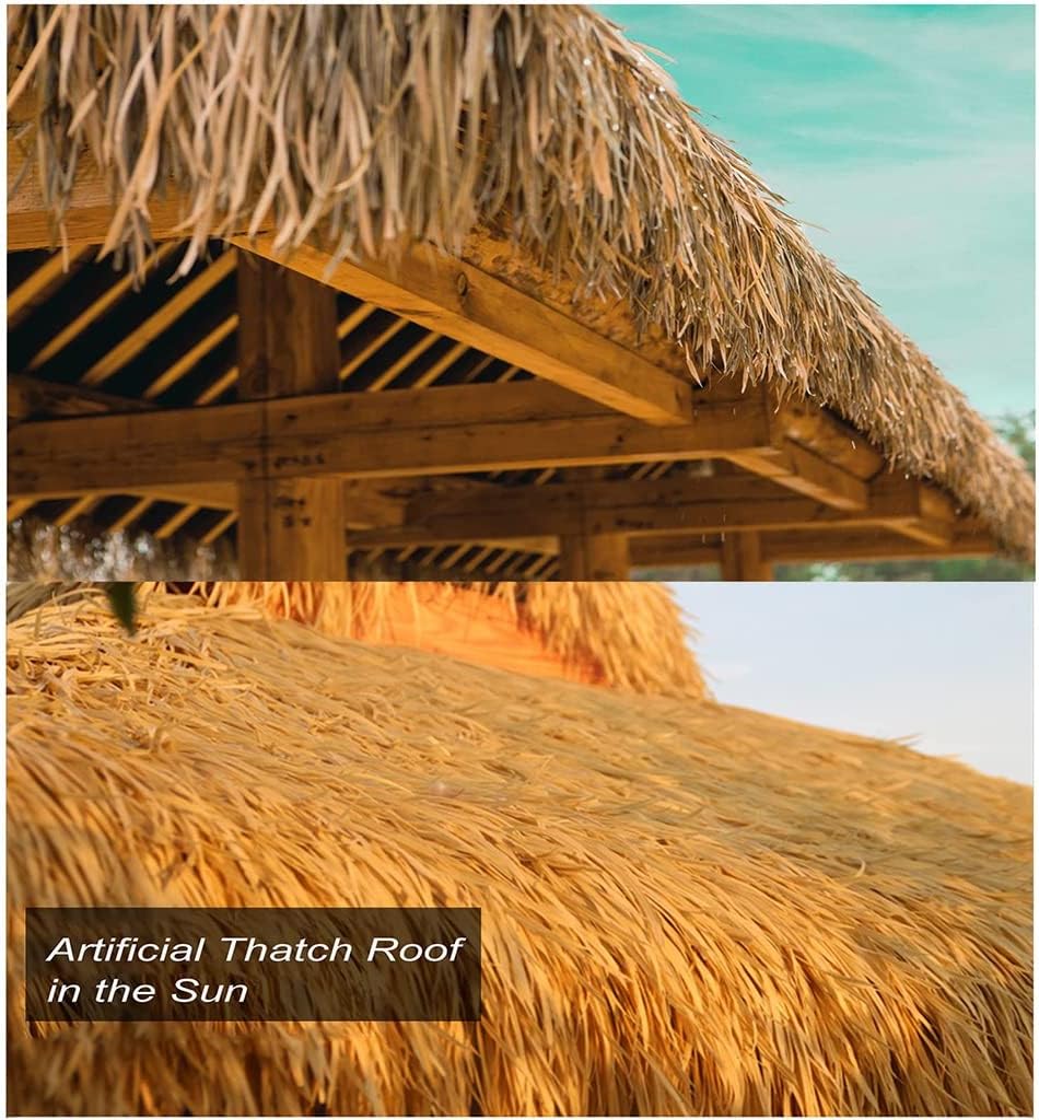 Palm Thatch Roll Artifical Palm Tiles Hot Melt Thatch,Tear-Resistant,for Tiki Bar Garden Patio Deck Gazebos Wall House,Serve You for 15 Years(Yellow a,0.5x6m/1.64X19.7ft)