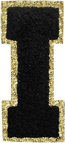 Miniatura 112 de Parches de letras termo-adhesivas de felpilla para chaquetas, parches de letras universitarias con brillantina para planchar en la letra azul A