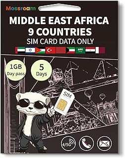 3-in-1 SIM Card for 9 Countries in The Middle East and Africa– Prepaid Data Plans | Daily 1GB,5 Days | Unlimited 4/5G Speed Internet