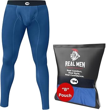 RM Real Men Nylon Pouch Running Leggings, ABCD Custom Pouch Size - Waist XS-5XL, Yoga Pants, Tights, Base Layer Cold Weather