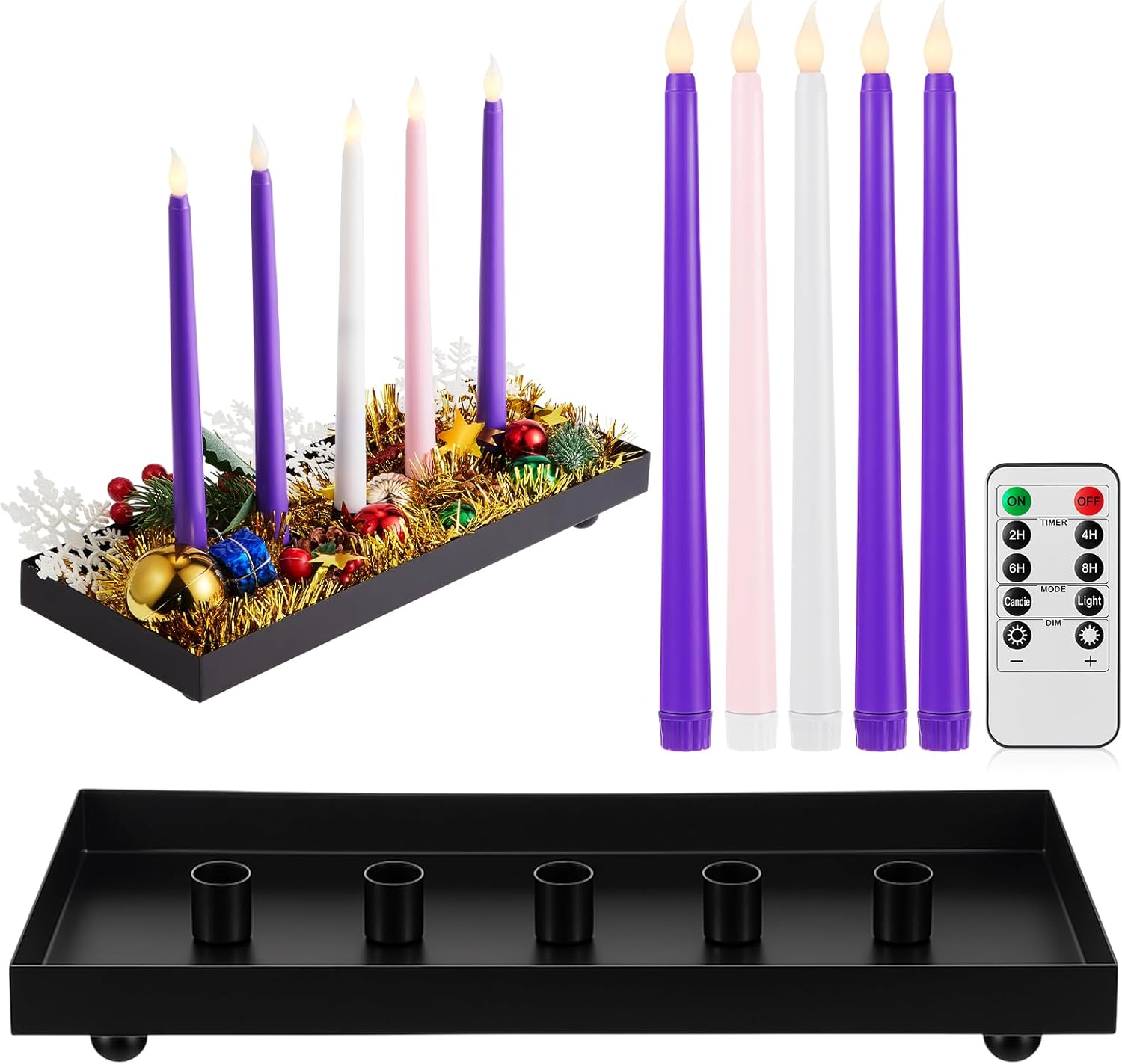 Advent Candle Holder with 5 LED...