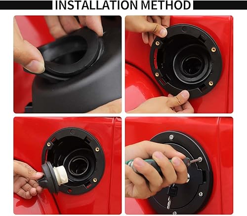 Miniatura 10 de HTHE Cubierta del tanque de tapa de gasolina para puerta de llenado de combustible para Jeep Wrangler JK, tapa de gasolina compatible con Jeep