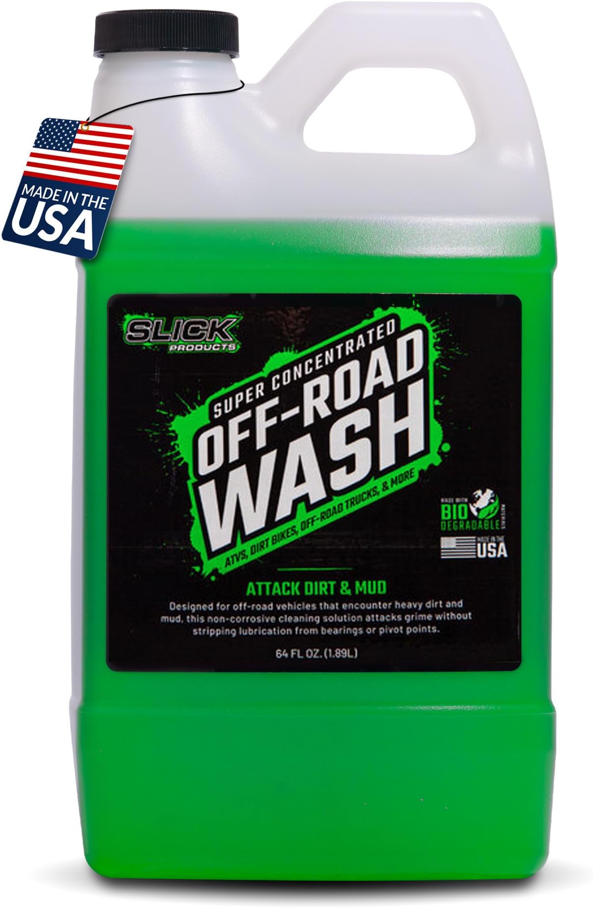 Slick Products Total Off-Road Wash Super Concentrate โ Thick Foaming Car Wash Soap with Hybrid-Ceramic Formula for Dirt Bikes ATV UTV Trucks Jeeps and More โ Foam Cannon Ready โ 64 oz