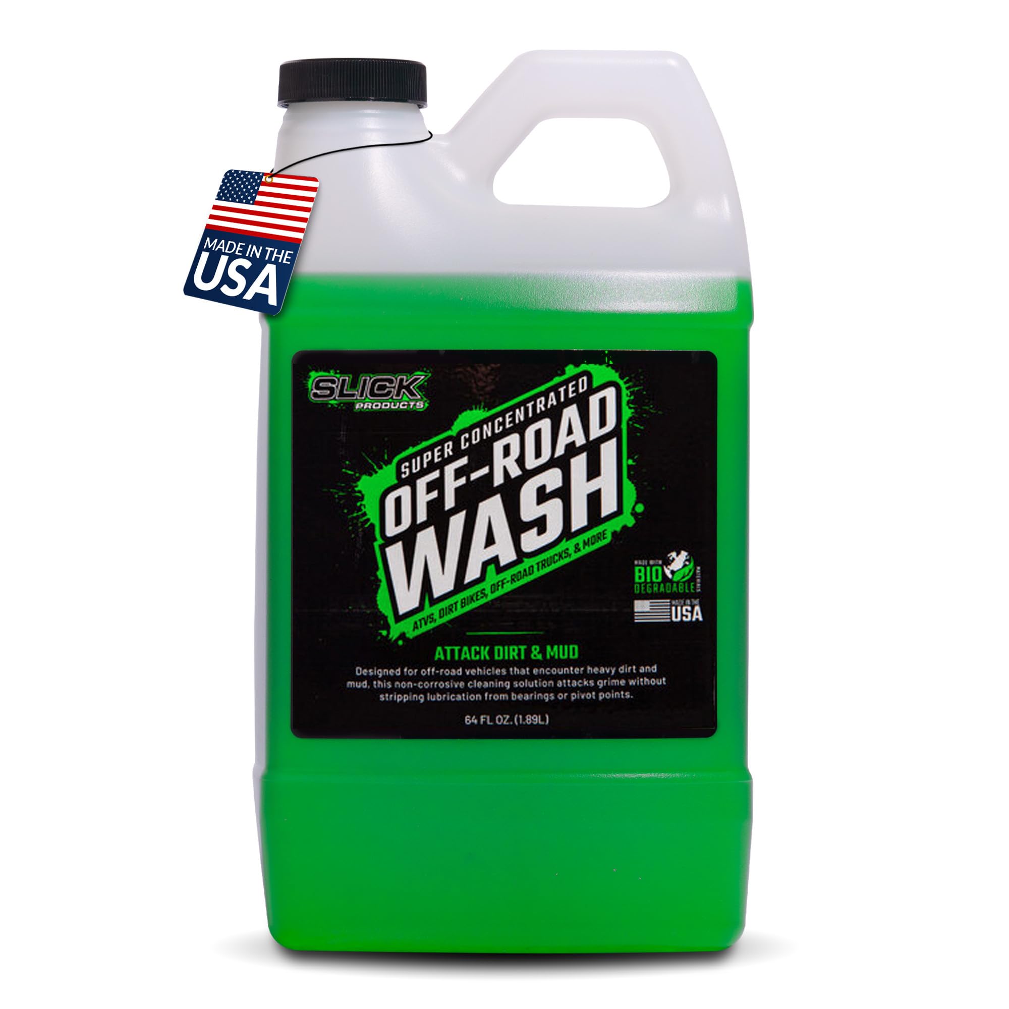 Slick Products Off-Road Wash Super Concentrated Bike, ATV, UTV, Truck Wash Foam Shampoo for Heavy Dirt and Mud - 64 oz.
