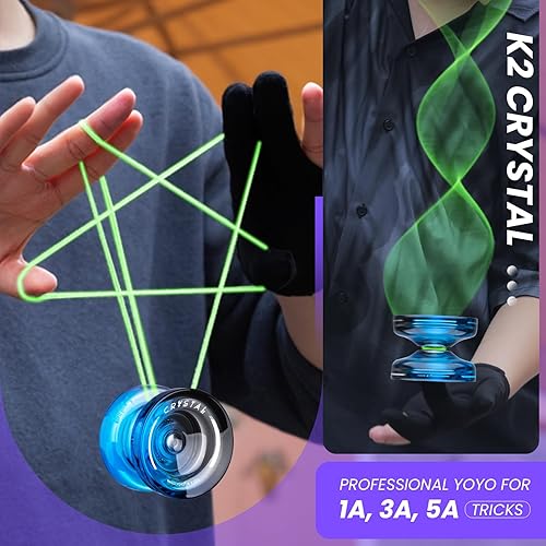 Miniatura 5 de MAGICYOYO K2 Crystal Yoyo para niños de 8 a 12 años, Yoyo profesional sensible para principiantes, Yo Yo de plástico de doble función con 12 cuerdas