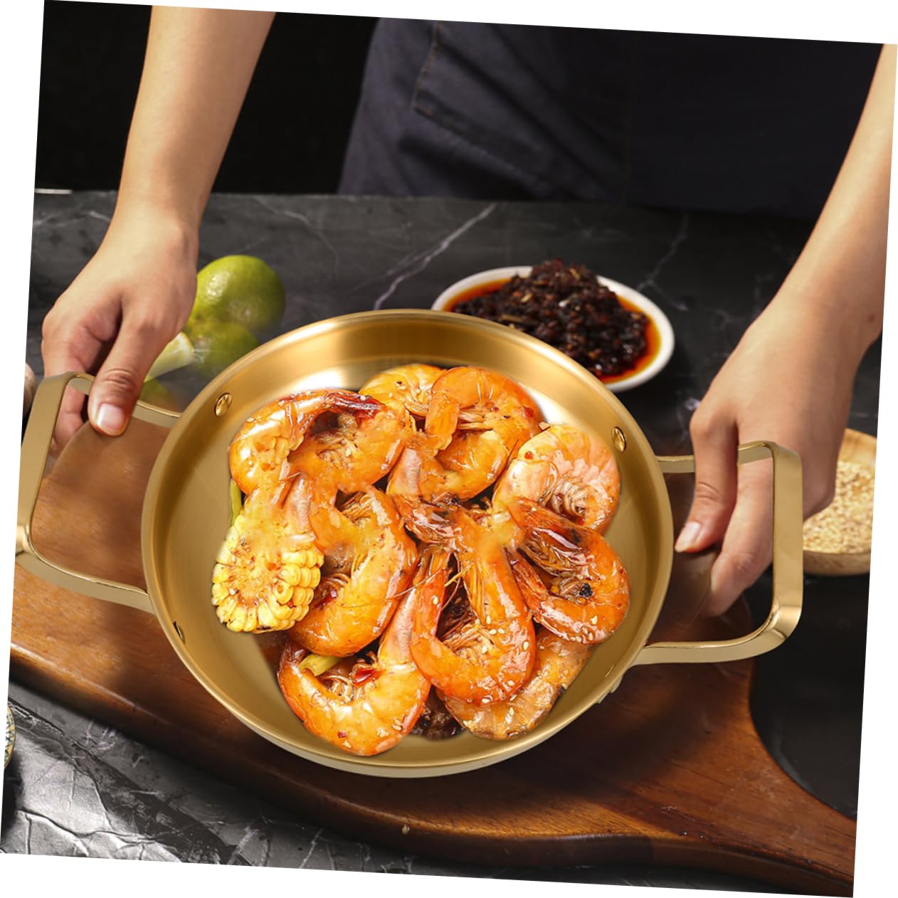 Padella Per Paella In Acciaio Inox 304 - Per Induzione, Gas Ed Elettrico, Con Fondo Piatto - Foto 5