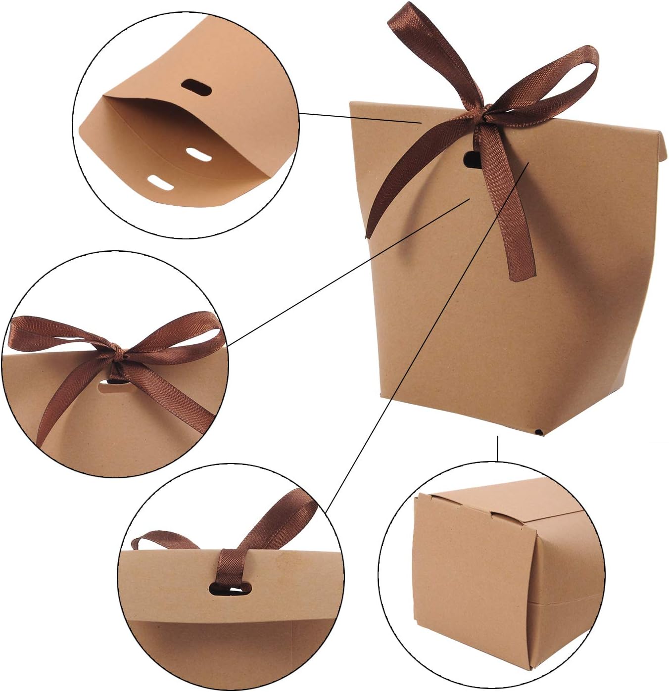 Allbusky 50PCS Kraft Paper Candy Boxes - Sweet Wedding Favour Boxes, DIY Party Gift Bags, Creative Paper Treat Containers - Image 5