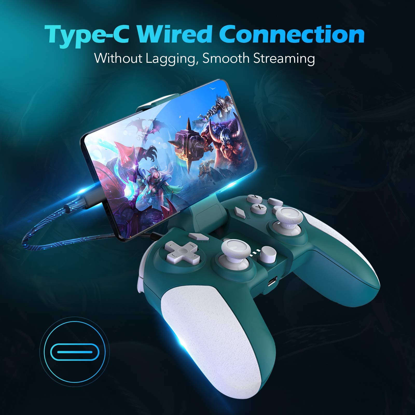 Controlador de Juegos móviles, Controlador de Juegos para Tablet PC de Android, Caja de TV, Gamepad con conexión Tipo C