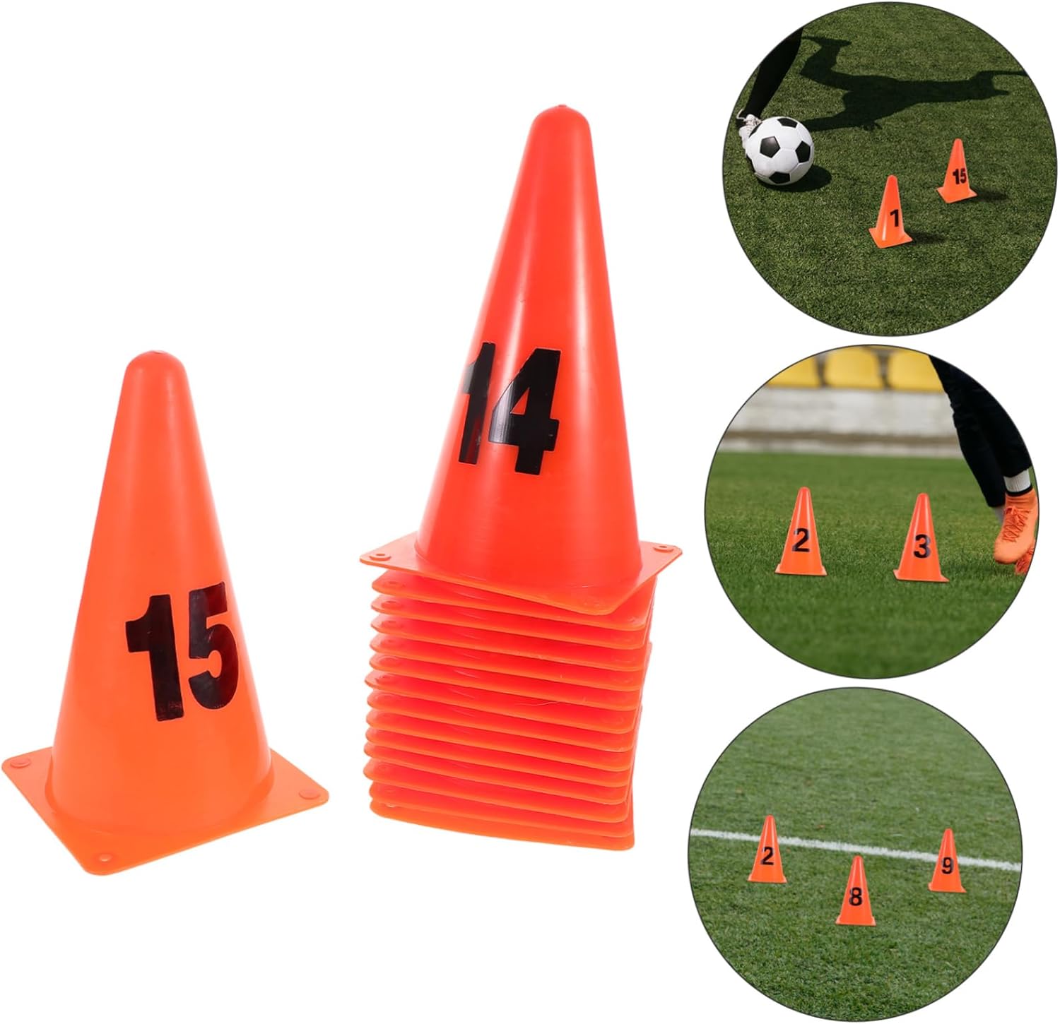 BESPORTBLE 15pcs Agility Cones Soft Plastic Field Markers for Soccer Basketball and Football Training and Portable Training Equipment for Indoor and Outdoor Use