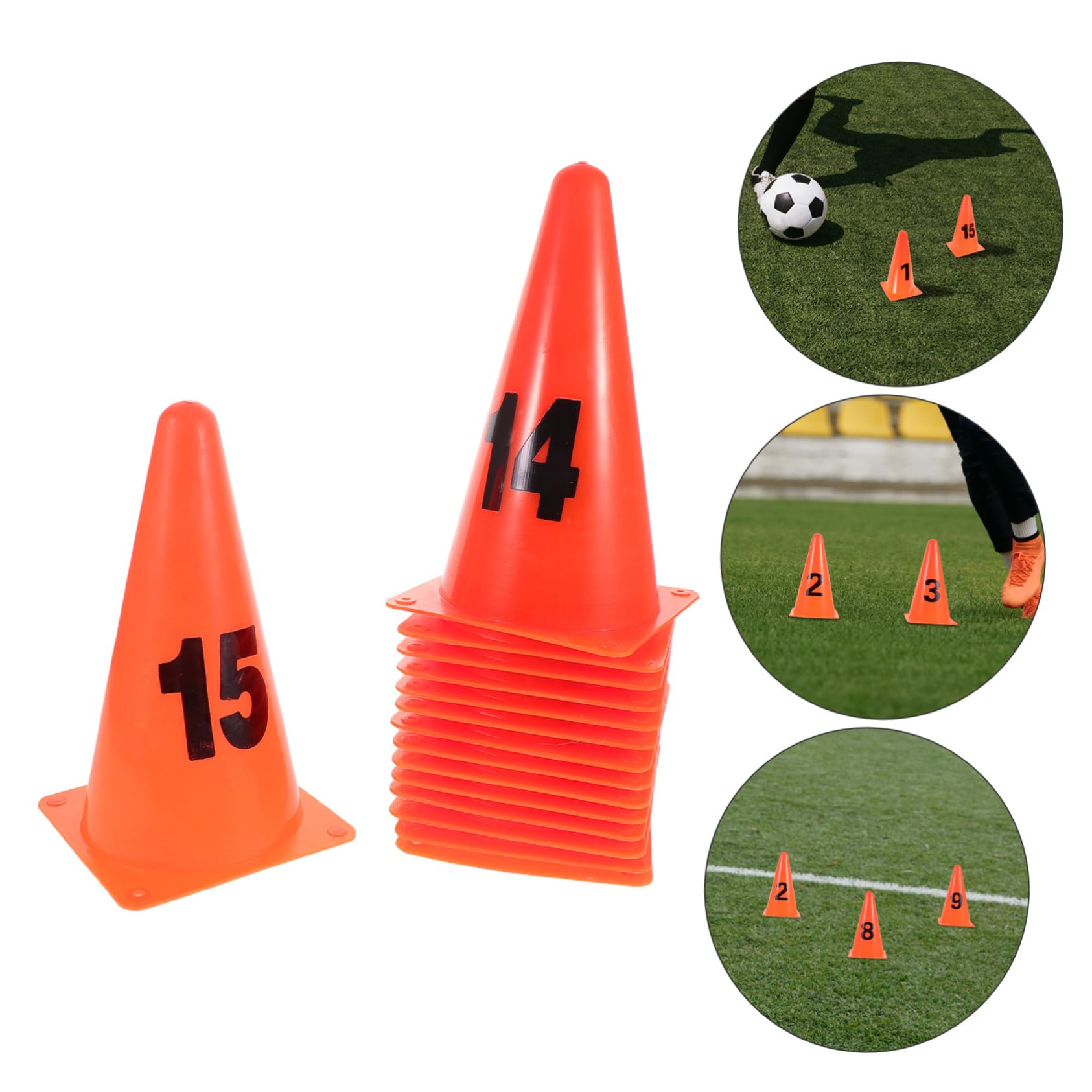 GALPADA 15piezas Conos de Fútbol Numerados de Plástico Unidades de Marcadores de Campo para Entrenamiento de Agilidad para Fútbol y Baloncesto
