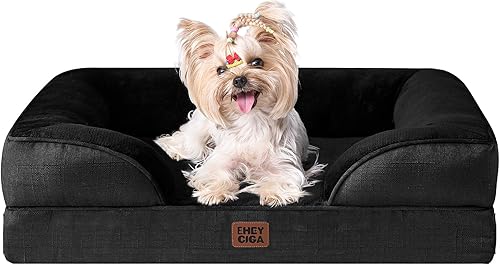 Miniatura 70 de EHEYCIGA – Cama ortopédica mediana impermeable para perros medianos, de espuma viscoelástica tipo caja de huevos, con bordes elevados y base