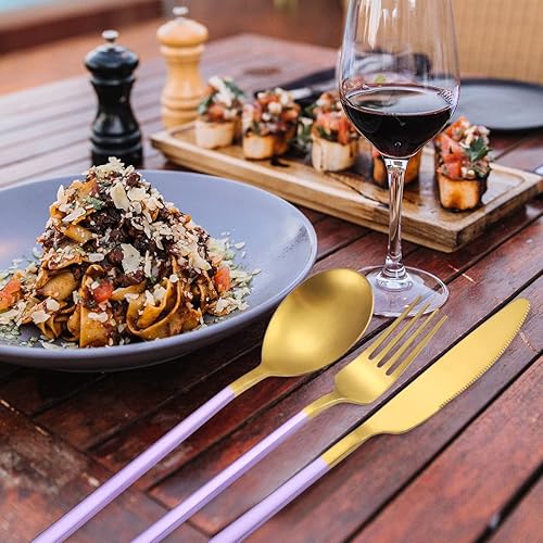 Miniatura 37 de AARainbow Juego de cubiertos de acero inoxidable de 8 piezas, portátil, reutilizable, juego de utensilios de viaje, incluye palillos, cuchillo