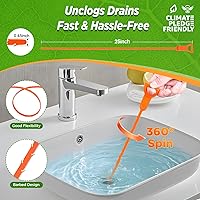 Vista 2 de Forlivese - Juego de 3 serpientes de drenaje de 25 pulgadas, removedor de obstrucciones de drenaje, serpiente de fregadero para alcantarillado