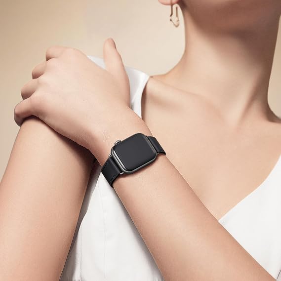 Bestig Genuine Leather Band Compatible with Apple Watch Bands for Women | 40mm 41mm 42mm(Series 11 10) 38mm,Top Grain Wristband Strap for iWatch SE 9 8 7 6 5 4 3 2 1,Office Daily Dressy