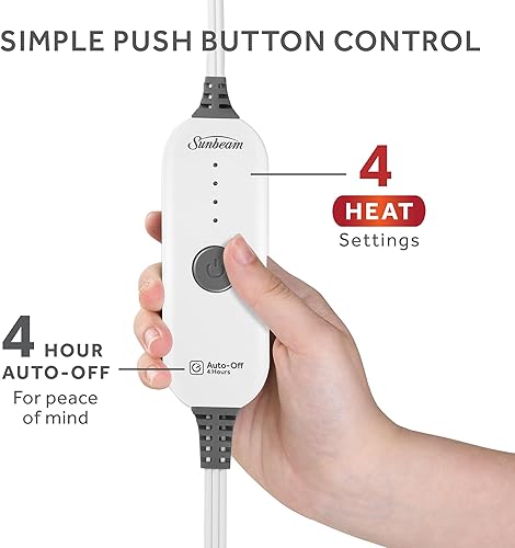 Miniatura 8 de Sunbeam Ultimate Cozy Royal Posh - Manta térmica eléctrica de terciopelo con bolsillo para manos y pies, 50 x 72pulgadas, 4 ajustes de calor,