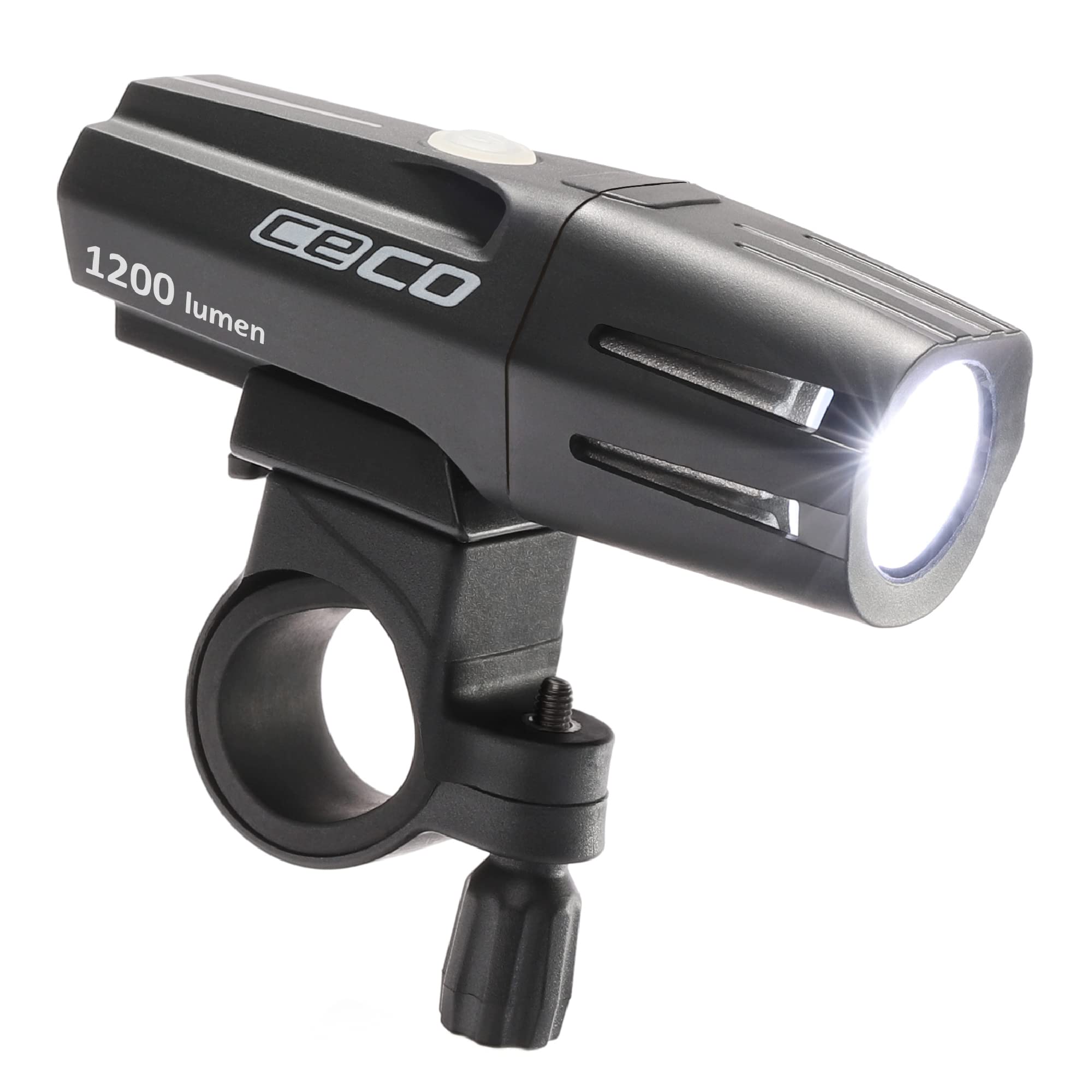 CECO -USA: 1.200 lumen USB ricaricabile luce bici – Resistente e durevole IP67 impermeabile e FL-1 resistente agli urti – Faro per bicicletta modello F1200 super luminoso – per pendolari, ciclisti su
