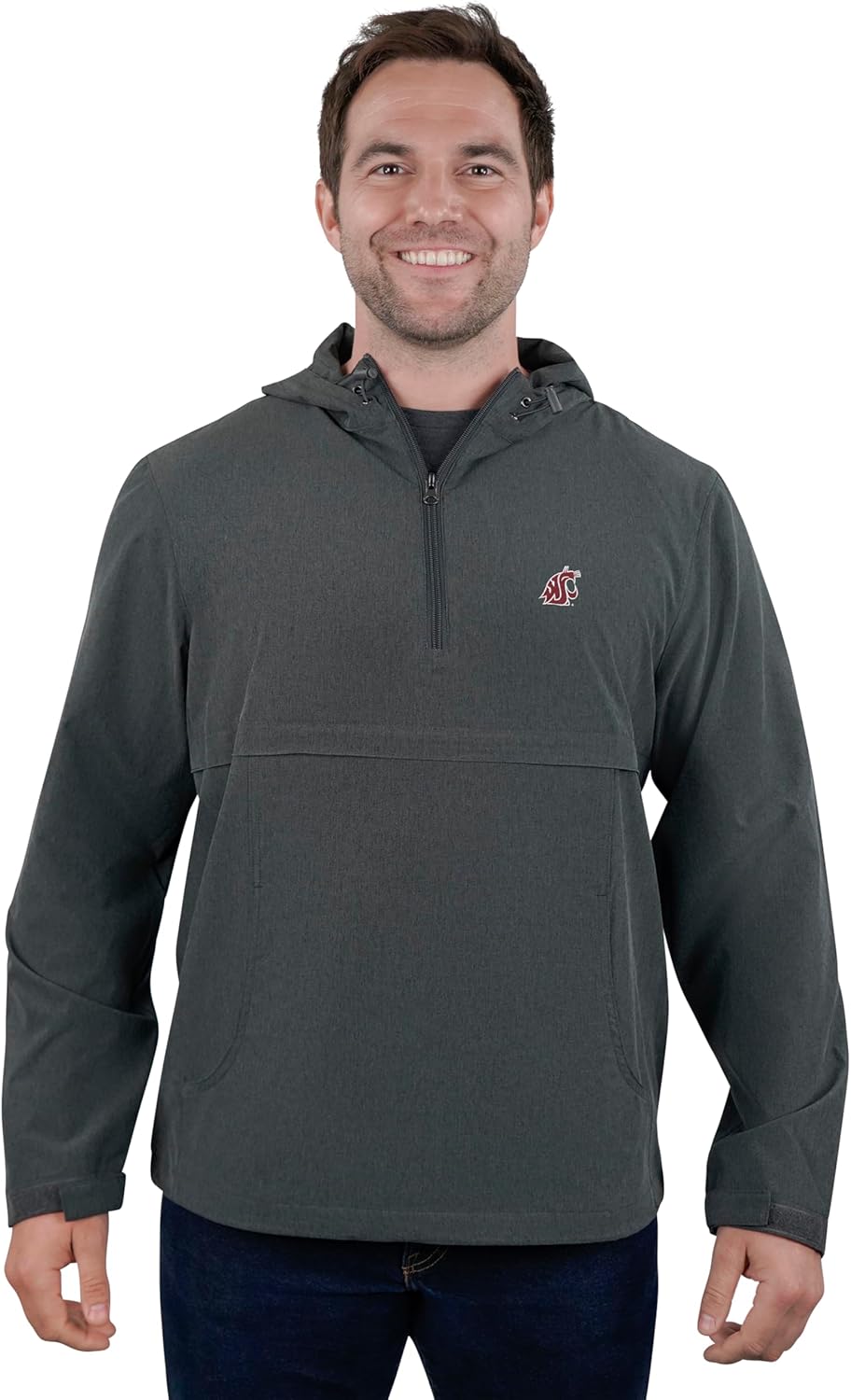 Vantage Apparel Men’s NCAA Pullover Stretch Anorak – Lightweight Water-Repellent College Jacket