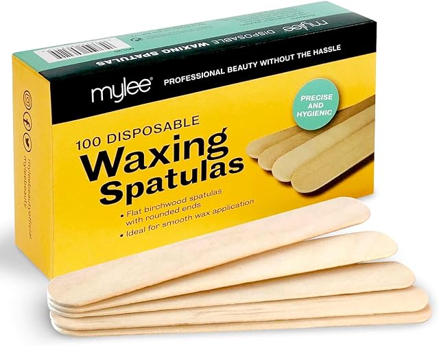 Mylee Premium Salon Quality Disposable Wooden Spatulas for Waxing, Pack of 100, Hygenic and Suitable for Warm and Hot Waxes