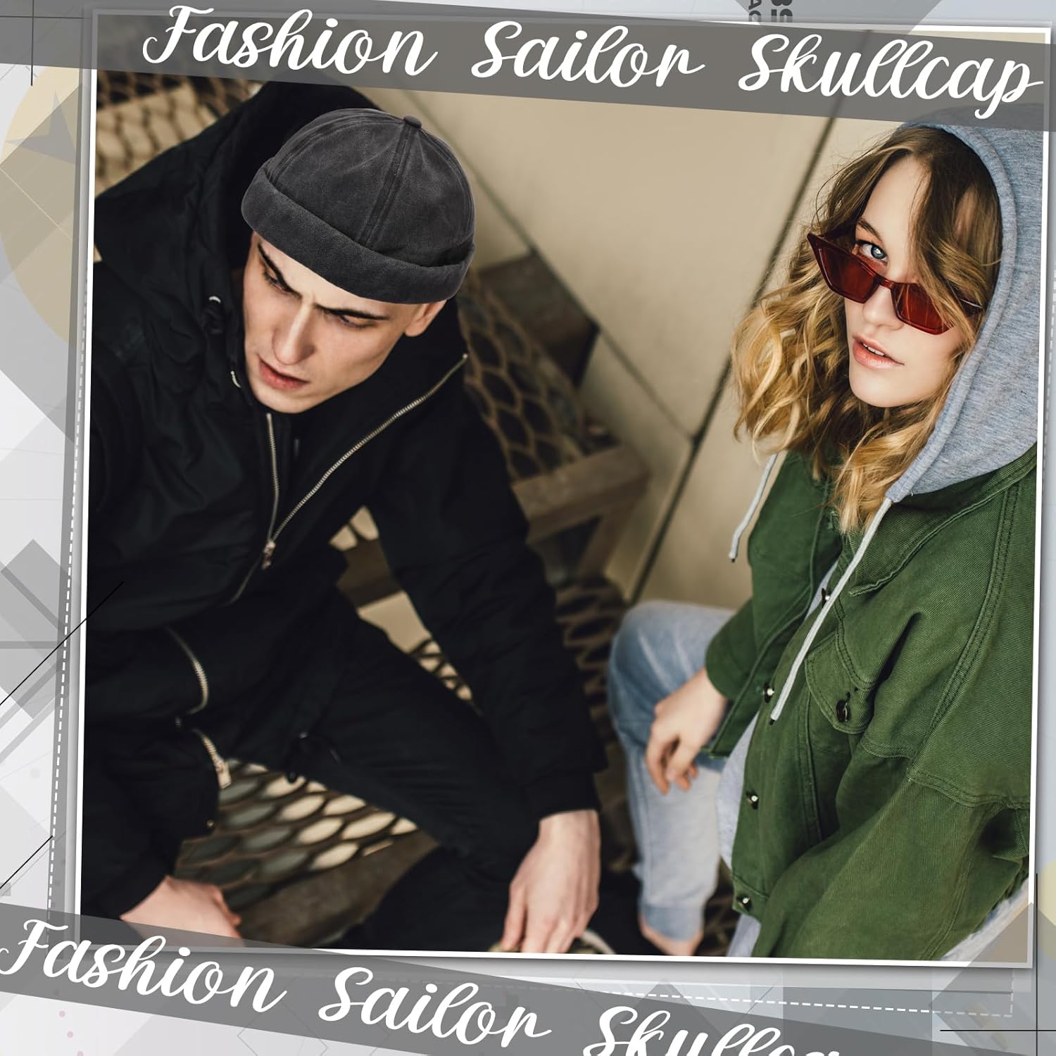 SATINIOR 2 Pieces Brimless Hats for Men Adjustable Docker Casual No Brim Hat Visor-Less Flip Sailor Skullcap - Image 3