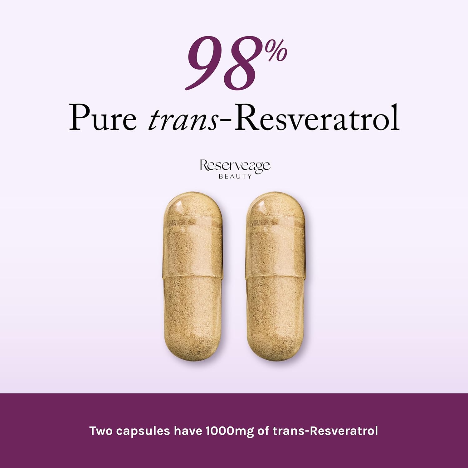 Reserveage Beauty, Resveratrol 1000 mg, Antioxidant Supplement for Heart Health and Immune Support, Supports Healthy Aging and Immune System, Paleo, Keto, 60 Capsules