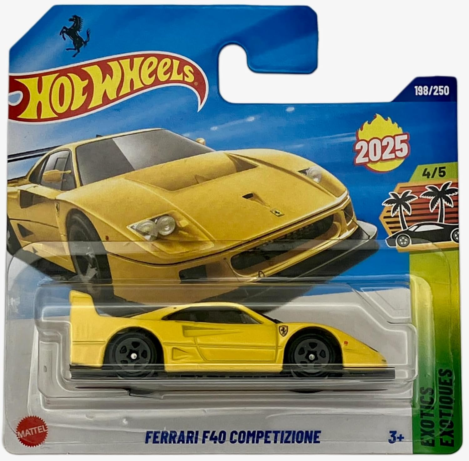 Hot Wheels Ferrari F40 Competizione JBB92 HW Exotics 4/5 Short Card Yellow Ferrari Licence Mattel 2025 1:64