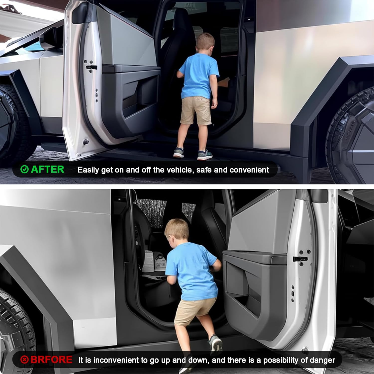 HANSSHOW Running Boards for Cybertruck Side Steps Cybertruck Running Board Nerf Bars Door Steps Cybertruck Accessories 2025 Gen4.0