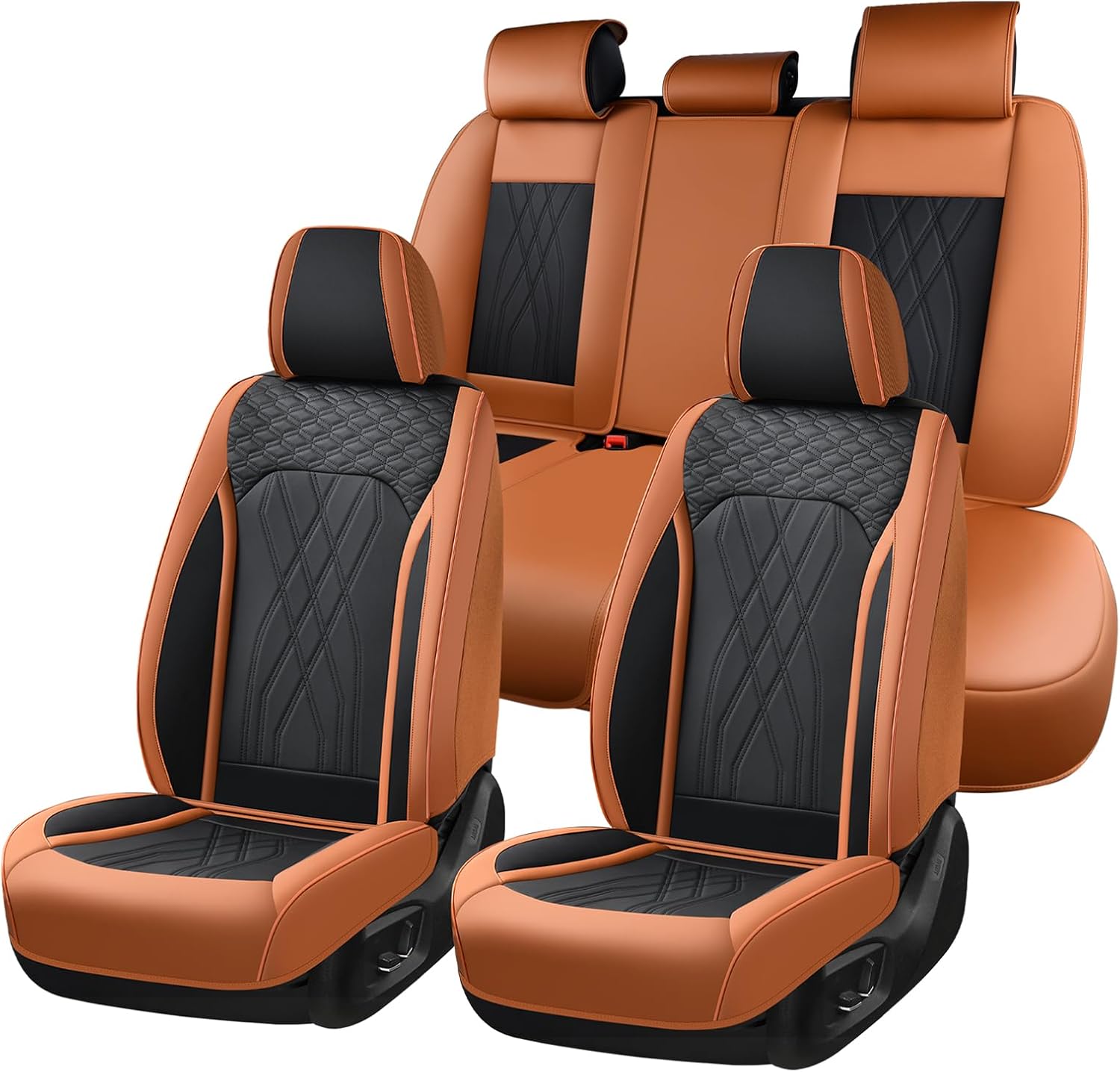 FLORICH Seat Cover Automotive Seat Covers 5 Seats Leather Car Seat Covers Full Set Waterproof Front and Back Seat Cushion Interior Cover Accessories Universal Fit for Most Car Truck SUV, Brown&Black