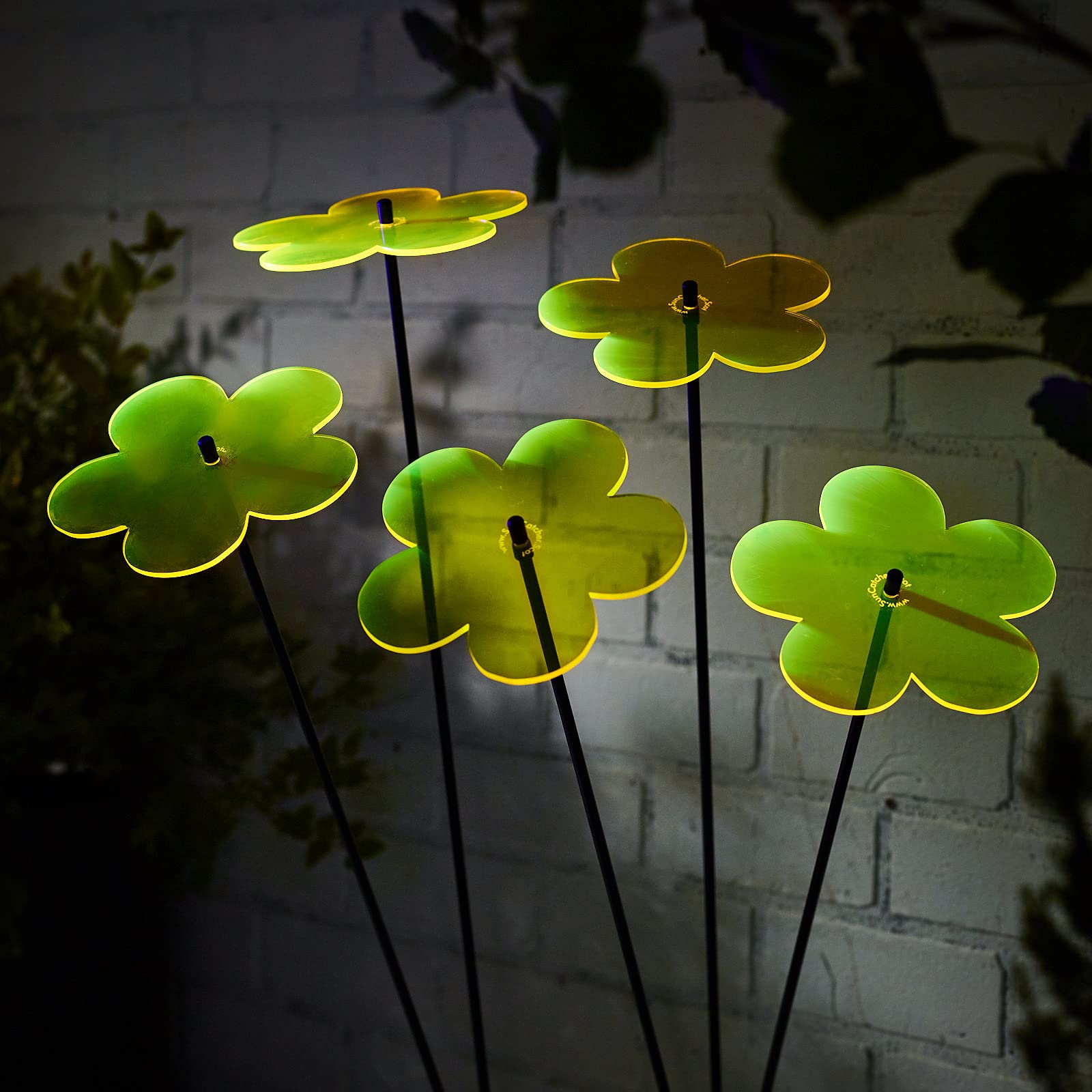 SunCatcher Garden Decor Vibrant Blossom Set of 5 Large Glowing Garden Stakes 75cm - Image 3