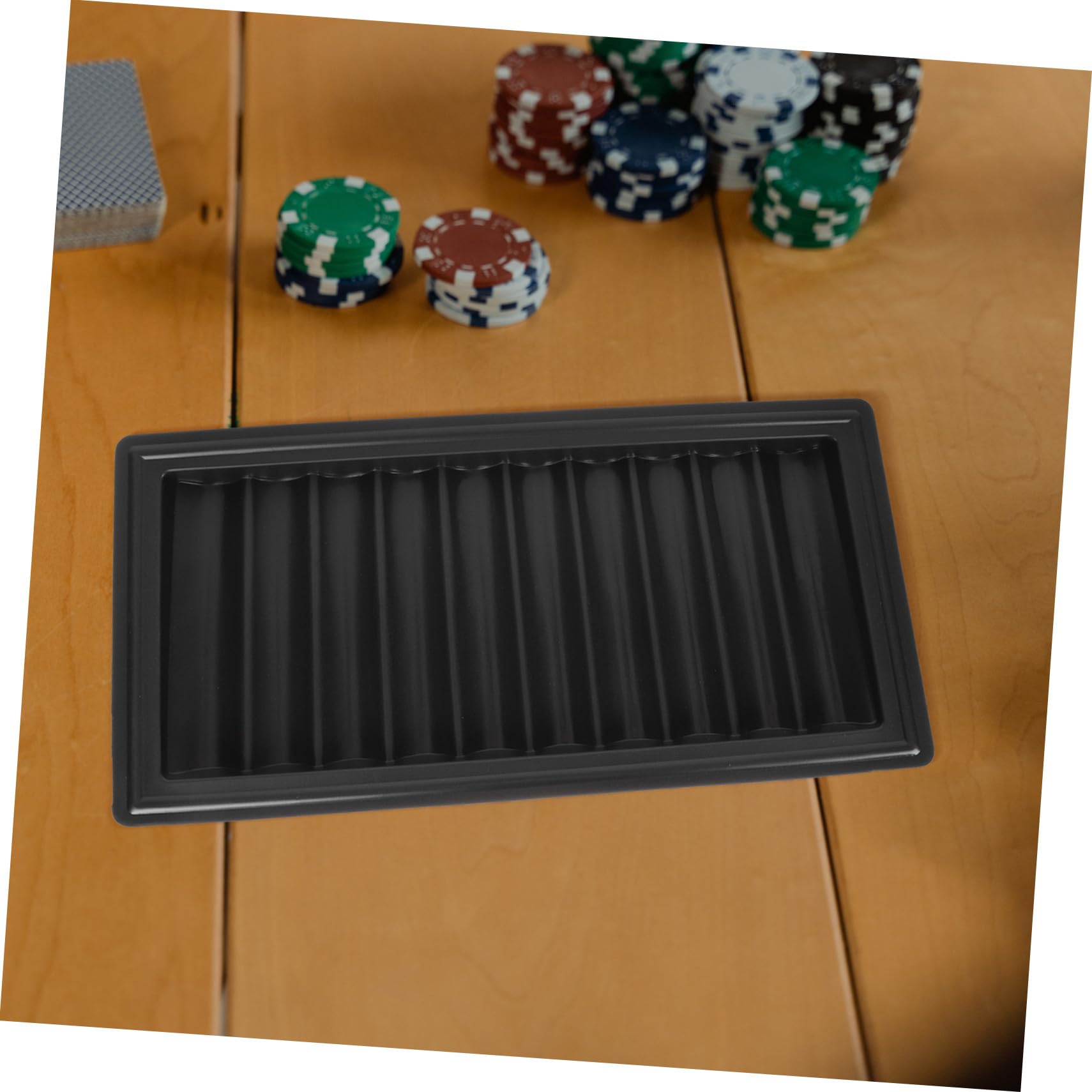 Mipcase Porta Chip da Poker in Plastica Nero per 500 Pezzi Base Piatta Organizer Semplice per Giochi da Tavolo e Accessori