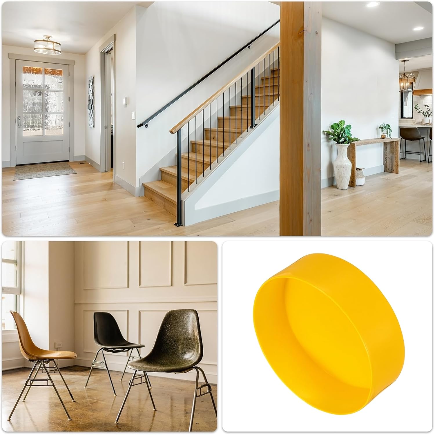 2 x Rubber End Caps 160 mm ID Yellow Vinyl Bolt Covers for Round Tubes, Screw Thread Protectors