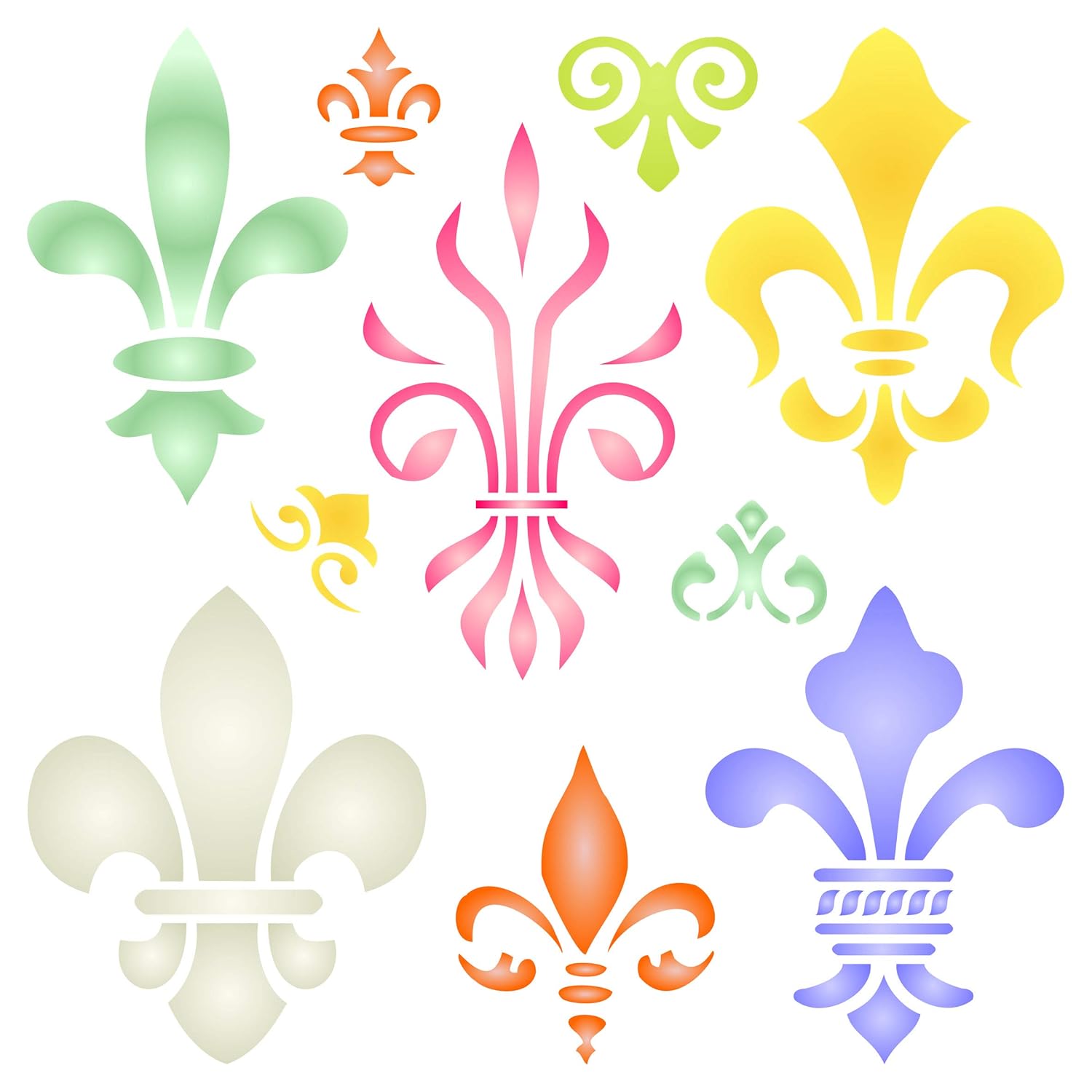 Fleur De Lis Stencil Set Of 5 – 12x12 Reusable Plastic Templates In Large & Small Sizes For Elegant Home Decor, Furniture, Walls & DIY Crafts - View #4