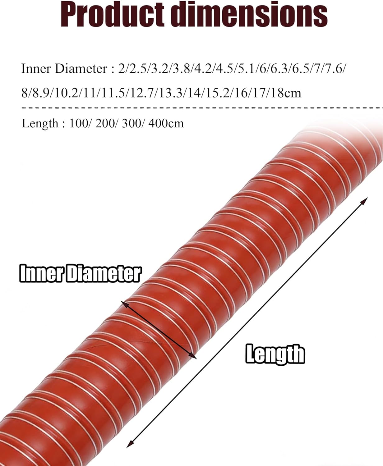 Heavy-Duty High Temperature Silicone Ducting Hose - Steel Wire Reinforced Flexible Duct, Fire Retardant Fiberglass Duct(2.01in/5.1cm,200cm)