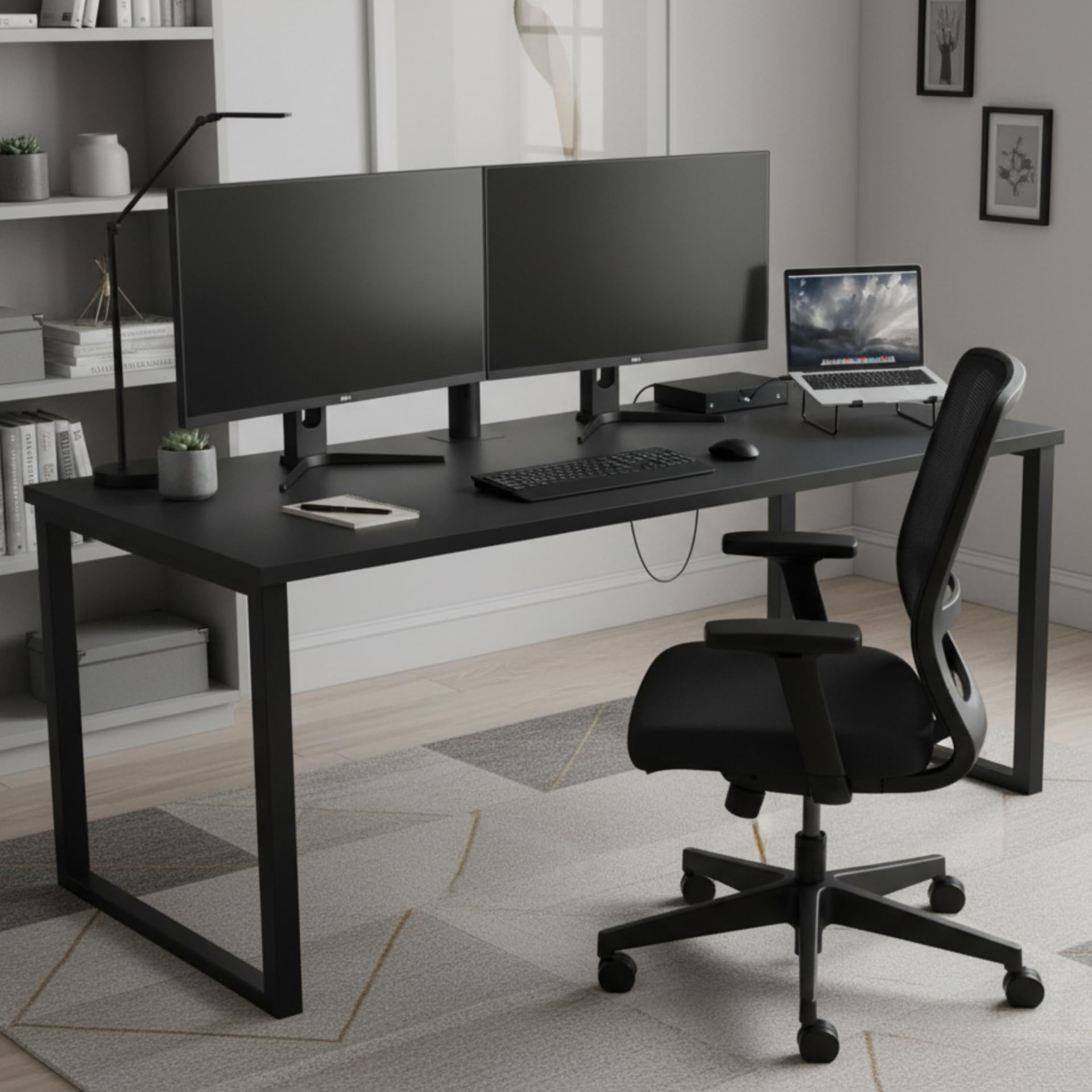 AUPROTEC Tischplatte 25mm schwarz 120x80 cm I Spanplatte mit 2mm ABS Kante & PU-Verleimung I melaminharzbeschichtet I robust & wasserabweisend