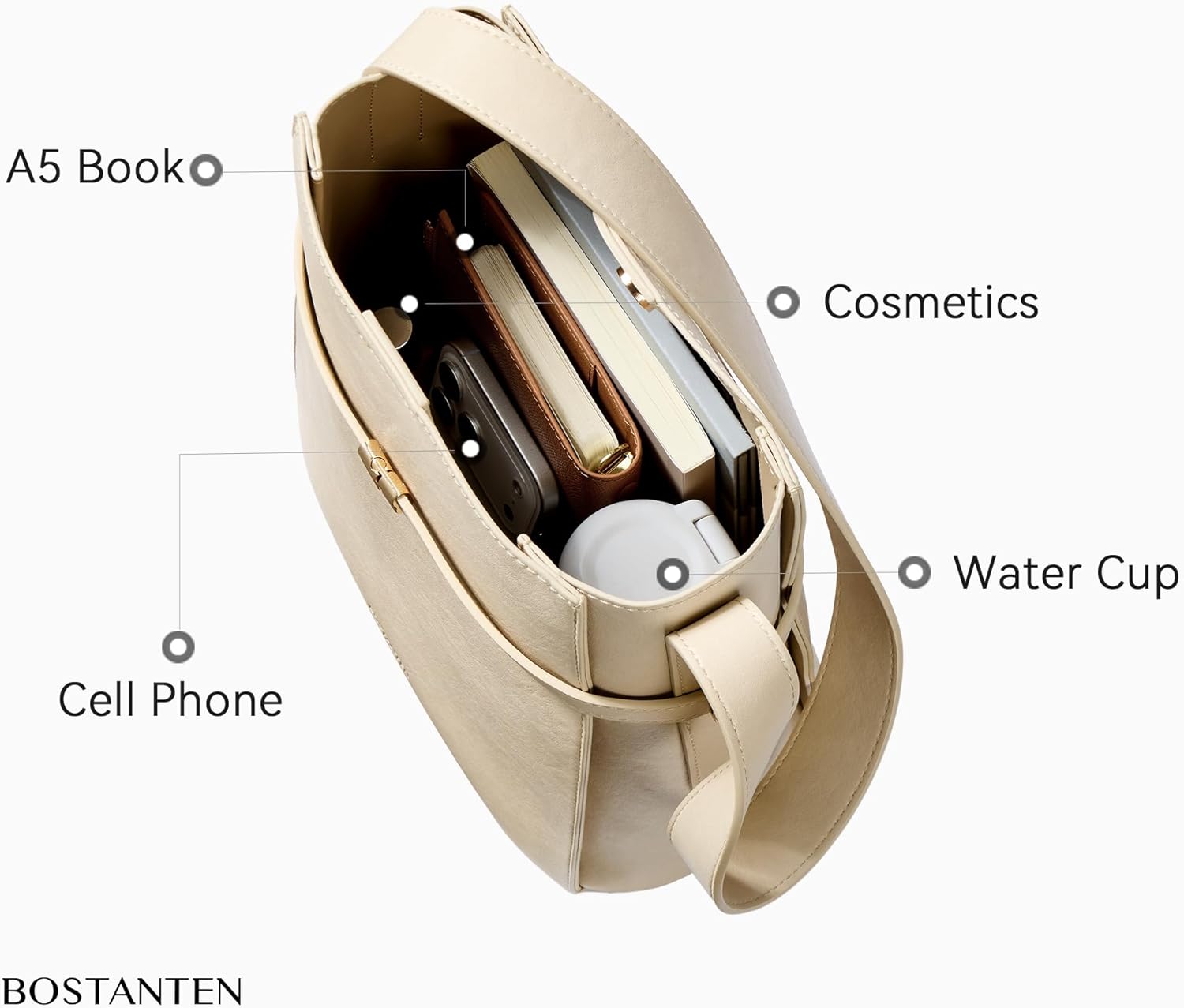 BOSTANTEN Bucket Bag Soft Vegan Leather Purses for Women Trendy Shoulder Handbags with Separate Pouch - Image 5