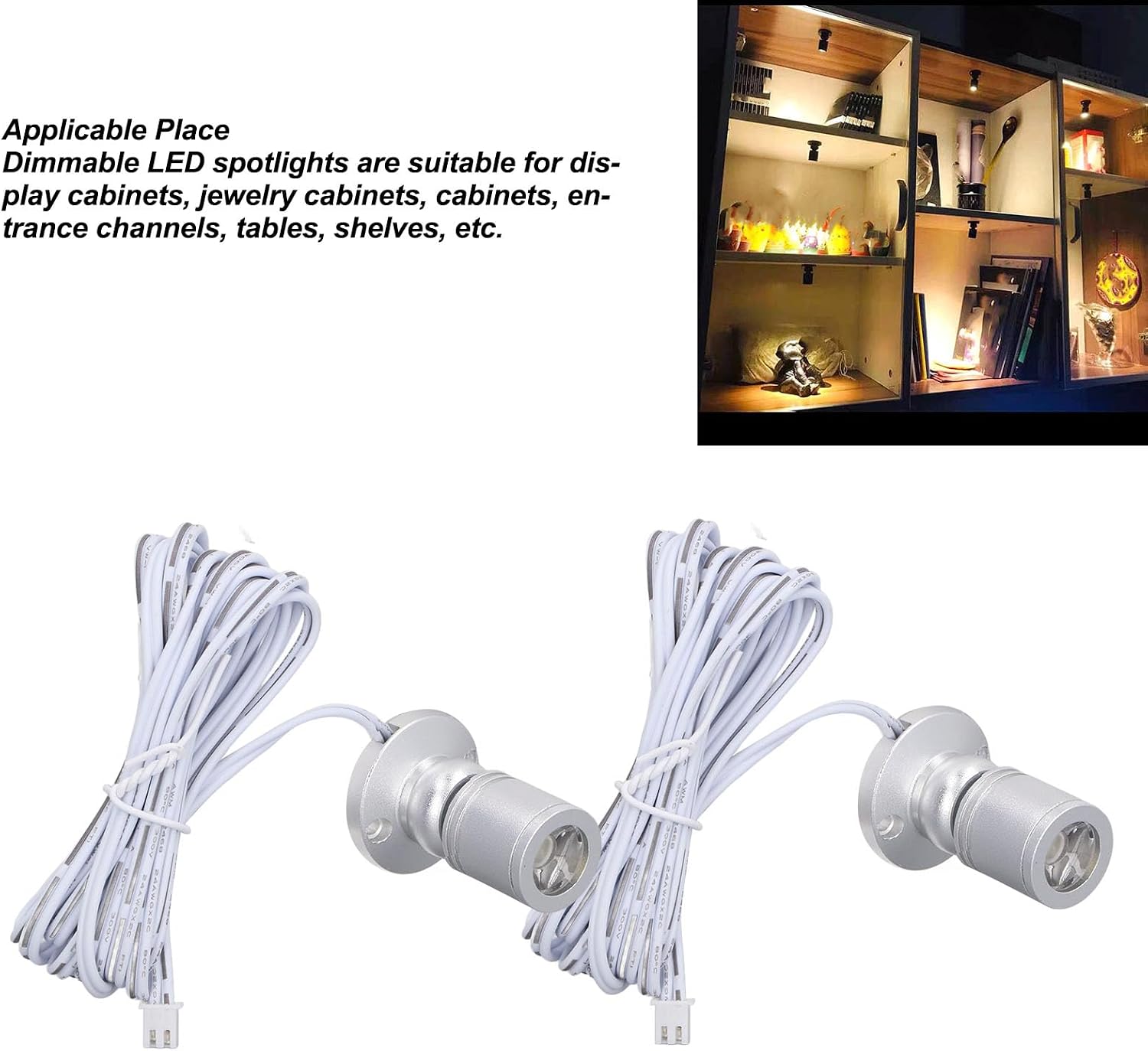 Garosa Dimmable Mini LED Spotlight USB 5V Accent Light for Jewelry Display Cabinets Shelves Closet Porch Silver Decorative Lighting