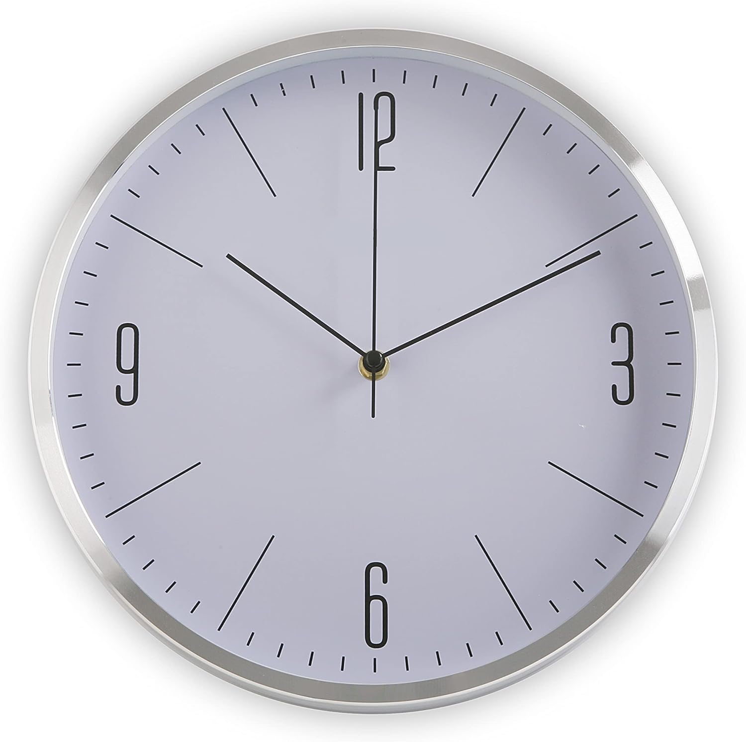 Versa Durango Reloj de Pared Decorativo para la Cocina, el Salón, el Comedor o la Habitación, Medidas (Al x L x An) 30 x 4,3 x 30 cm, Aluminio, Color Blanco y plateado