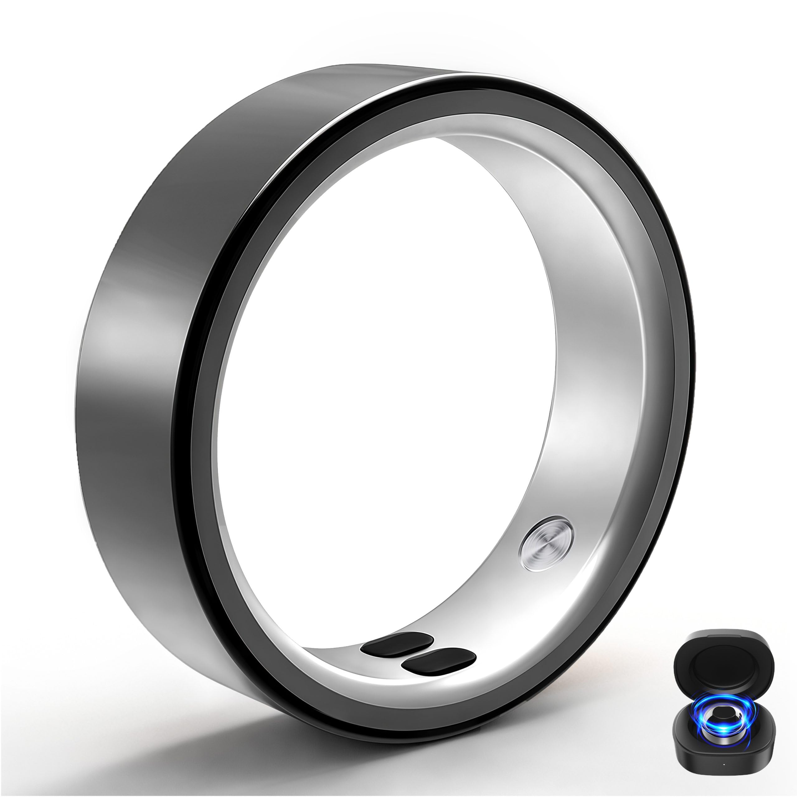 Smart Rings for Women Men,Sleep Tracking Wearable,Fitness Tracker Ring with Step/Heart Rate/Blood Oxygen/Distance/Calorie,Clock Vibration,No Subscription Fee,5ATM Waterproof, iOS&amp;Android(Black 8)