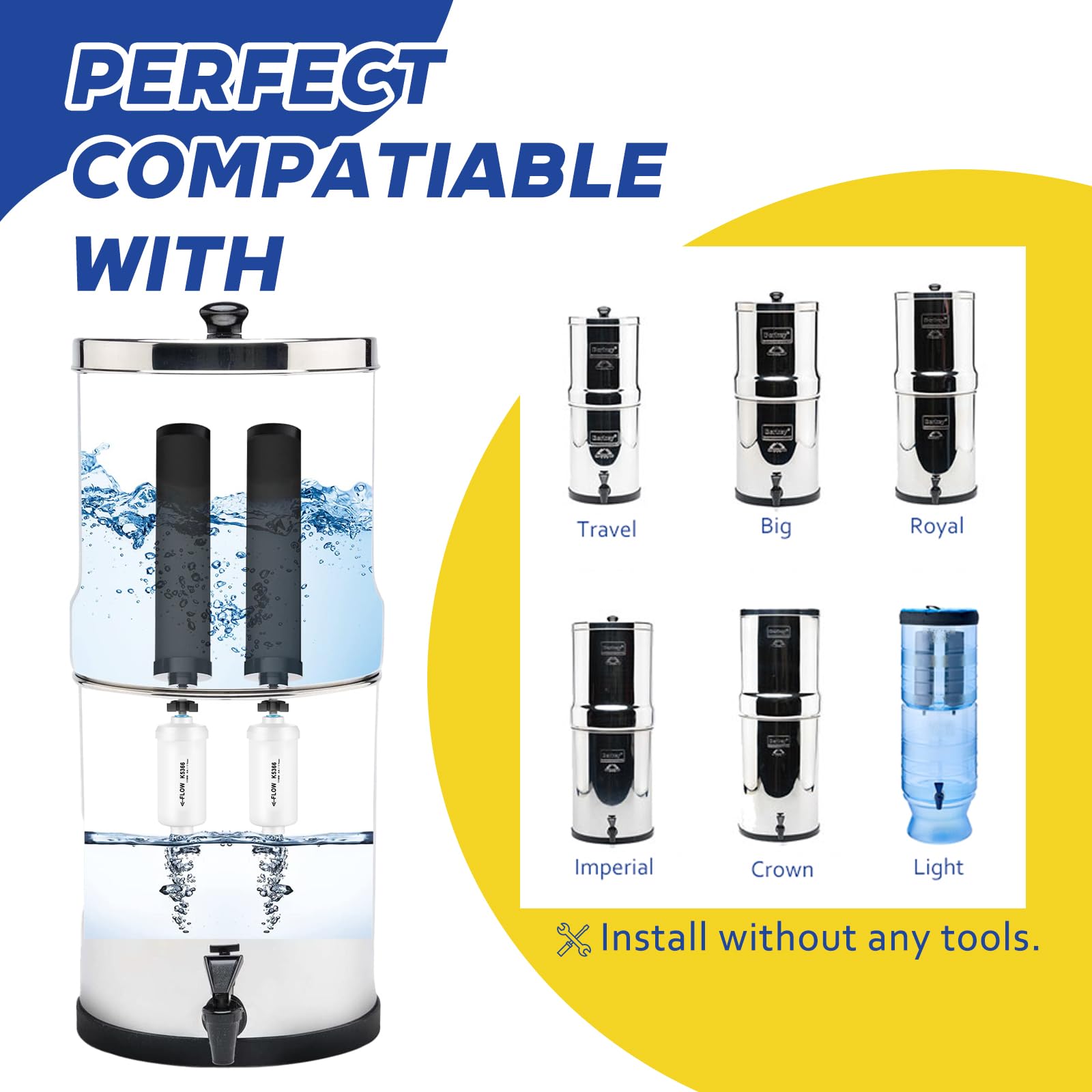 Filtro de agua con fluoruro, repuesto para elementos Berkey® PF-2®, compatible con el sistema de filtración por gravedad Berkey®, material de filtro natural (paquete de 2)