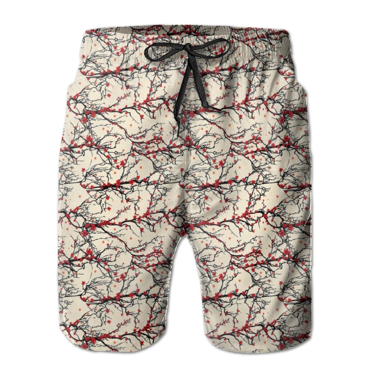 Men Swim Trunks Beach Shorts Classic Blossom Swirls with Middle Eastern Arabian Bohemian Influences Pattern