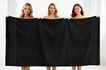 DAN RIVER Draps de bain Jumbo de luxe 2 Pièce – 550 GSM (35x70 Pouces) 100% Ensemble de serviettes de bain très absorbantes et rapidement sèches en coton – Serviettes de bain super doux, Hôtel, Spa, Noir