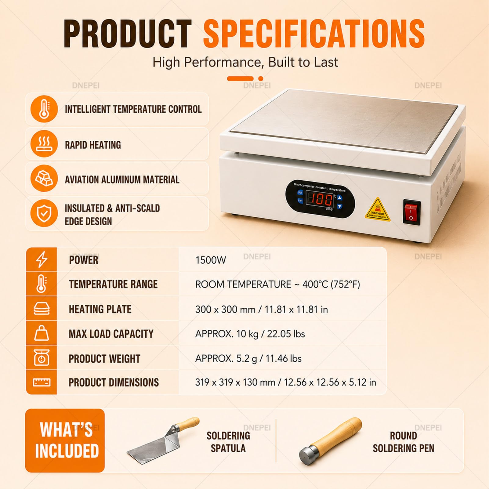 Estación de precalentamiento con Placa calefactora Digital de Aluminio 30 * 30cm | Destaca en aplicaciones de placas calefactoras de laboratorio, calentamiento de productos químicos