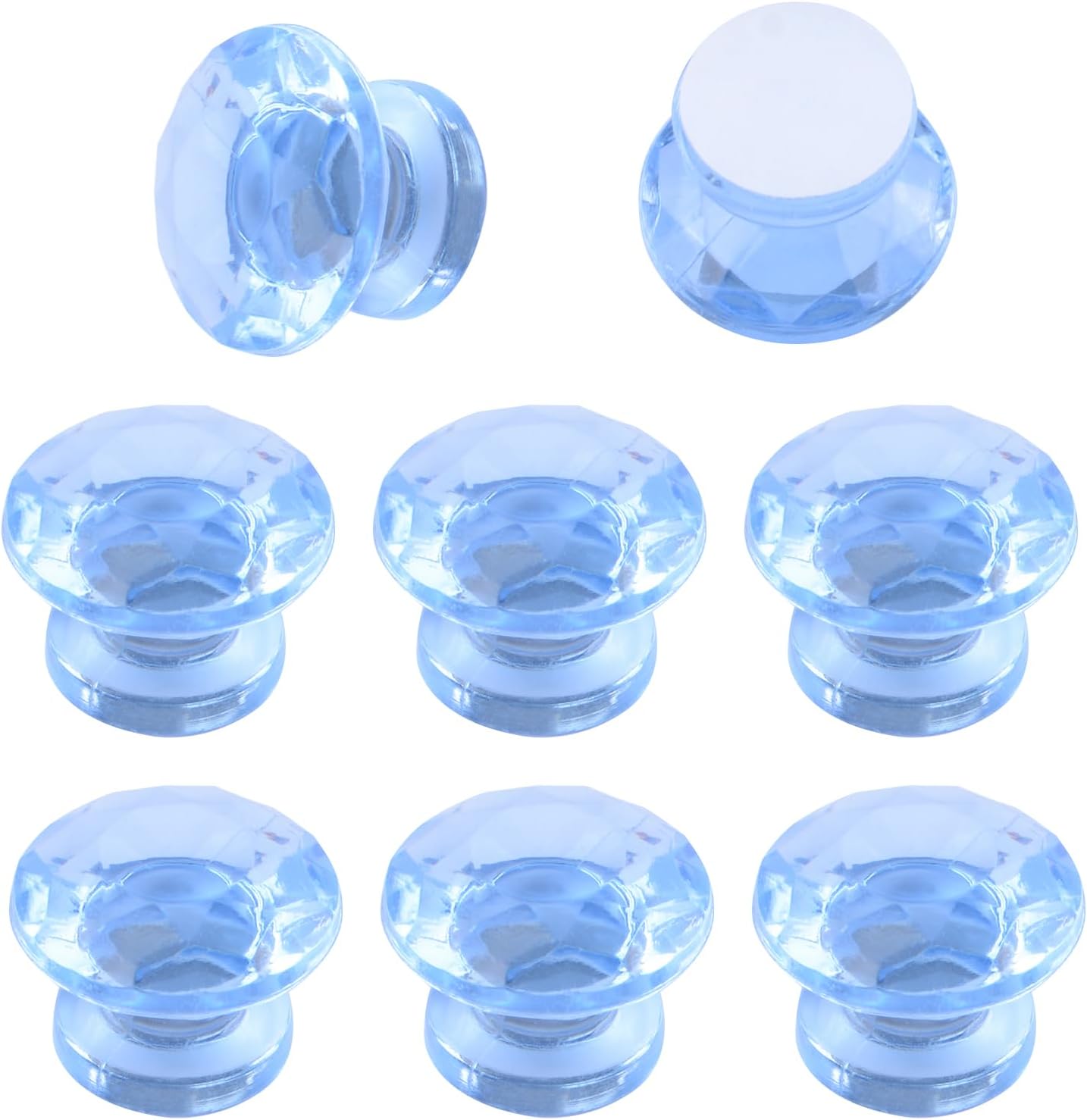 MOROBOR Mini Acrylic Pull Knobs, 24pcs Diamond-Shaped Self Stick Knobs No Drilling Clear Acrylic Self Adhesive for Mirror, Closet, Box, Gift Case and Other Small Furniture