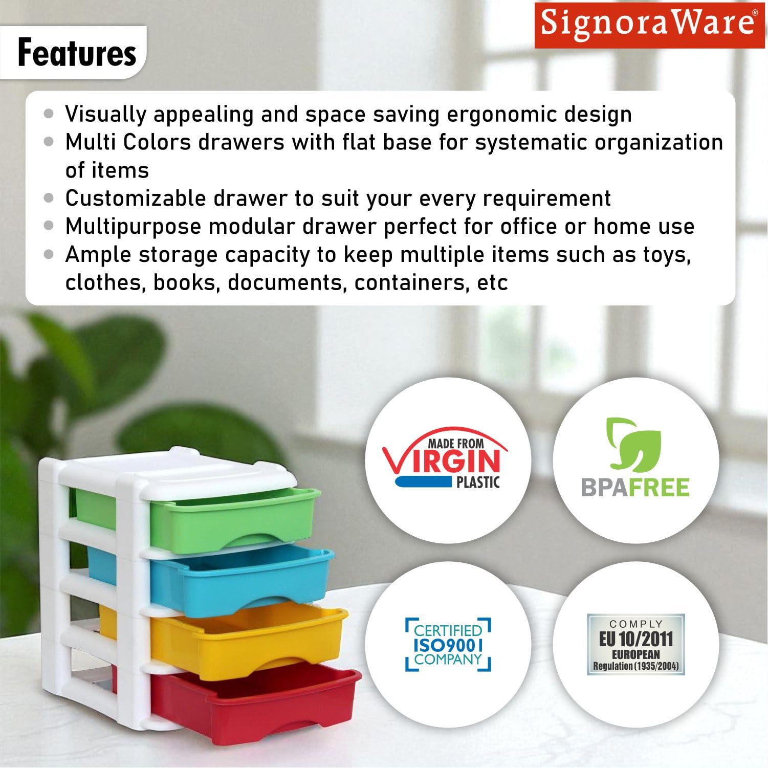 Signora Ware Drawer Set - Multicolor Storage -5 Signora Ware Drawer Set - Multicolor Storage -5