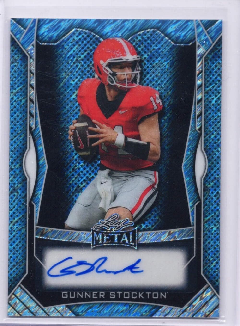 2025 Leaf Metal Gunner Stockton #MAGS1 Light Blue Shimmer Auto /35 Georgia Bulldogs Rookie RC Football Card