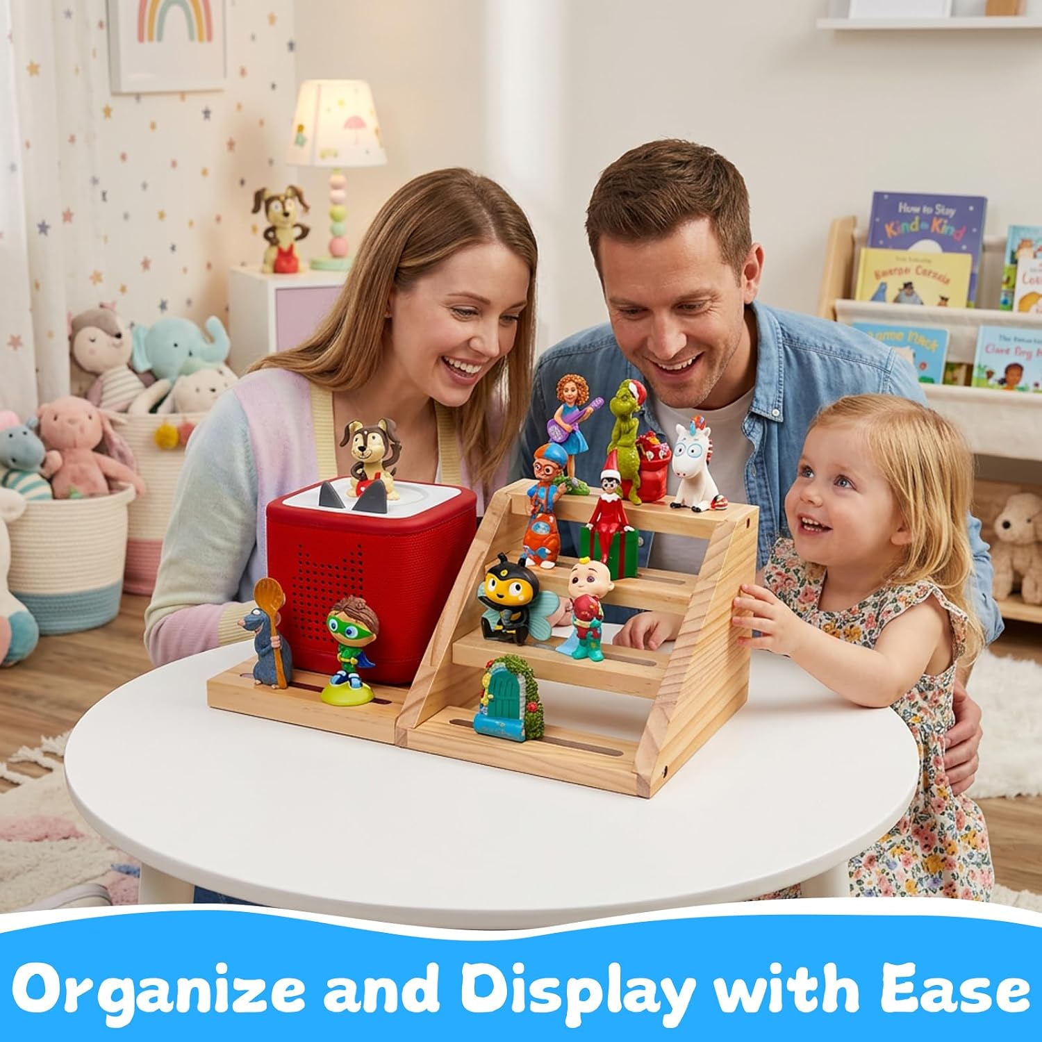 for Tonies Box Organizer Shelf 4-Tier Wooden Magnetic Shelf image 2