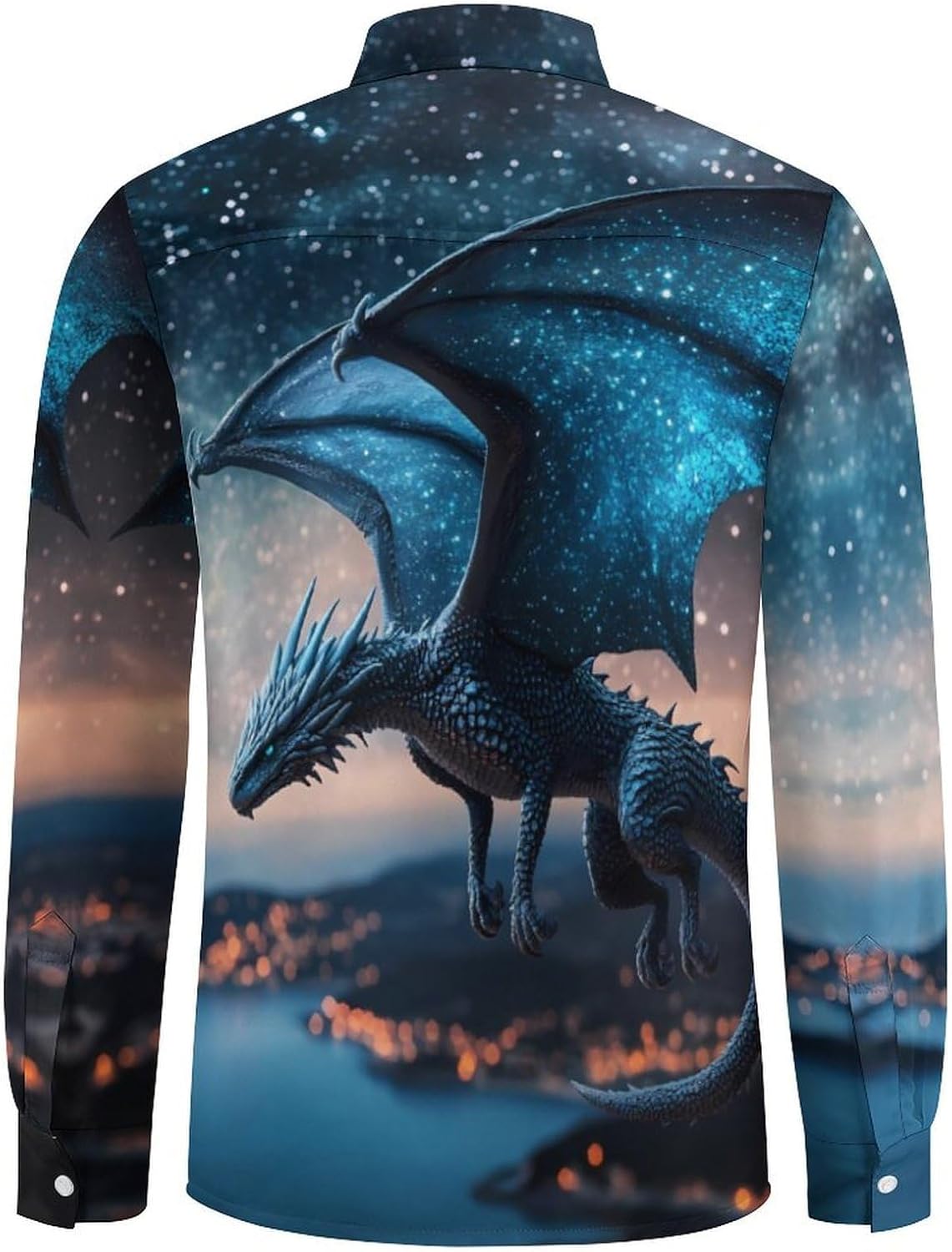 Flying Dragon Long Sleeve Shirts Casual Dress Shirt Button-down T-shirts for Men