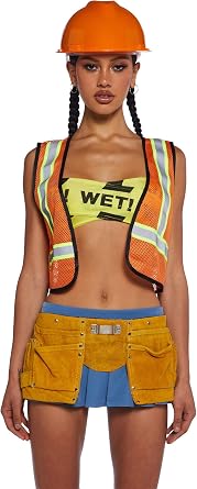 Dolls Kill Women Construction Worker Halloween Costume - Vest and Safety Gear by Trickz N Treatz