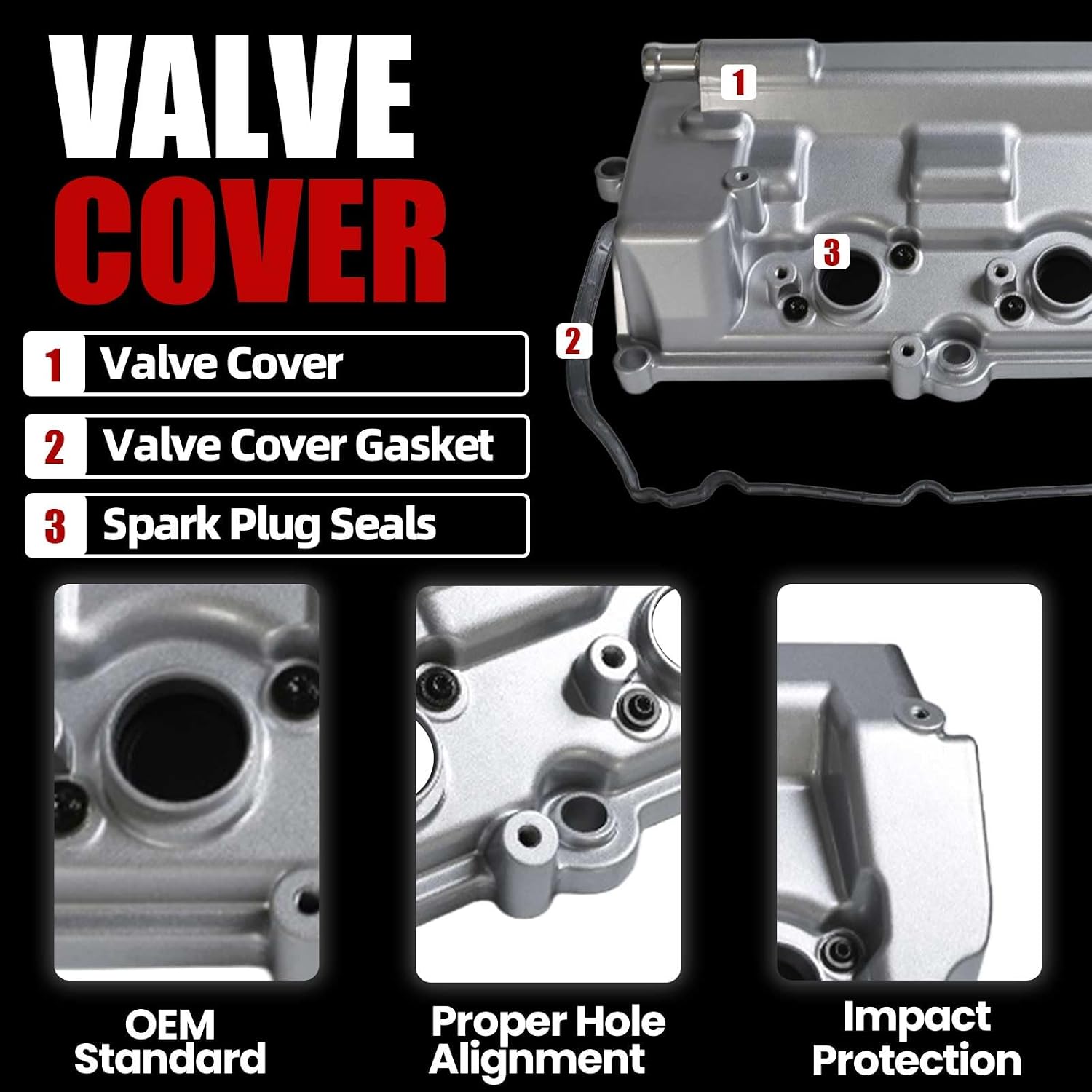 MITZONE Engine Valve Cover w/Gaskets Compatible with 2014-2024 Acura TLX MDX 2018-2024 Honda Odyssey Passport 2016-2023 Pilot Ridgeline Right Side 123205J6A00